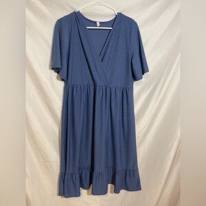 Pinkblush Blue Textured Mini Dress